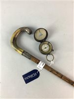 Lot 448 - A WWI COMPASS AND A SILVER MOUNTED WALKING STICK