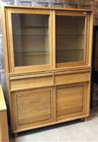 Lot 487 - ERCOL GLASS AND OAK DISPLAY CABINET