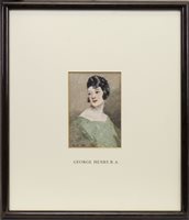 Lot 474 - LADY IN GREEN, A WATERCOLOUR BY GLASGOW BOY, GEORGE HENRY