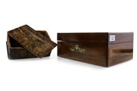 Lot 1818 - A ROSEWOOD JEWELLERY BOX AND A GLOVE BOX