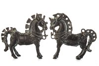 Lot 967 - A PAIR OF CHINESE BRONZE HORSES
