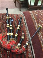Lot 1454 - A SET OF AFRICAN BLACKWOOD BAGPIPES
