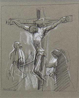 Lot 502 - JESUS ON THE CROSS, A CHALK BY PETER HOWSON