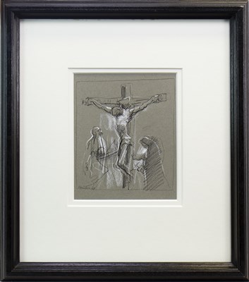 Lot 502 - JESUS ON THE CROSS, A CHALK BY PETER HOWSON