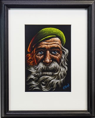 Lot 503 - GREEN HAT, A PASTEL BY GRAHAM MCKEAN