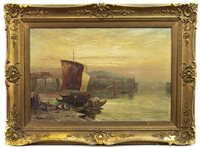 Lot 514 - CONTINENTAL SHIPPING SCENE, AN OIL BY GEORGE CHAMBERS