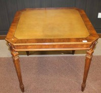 Lot 1011 - WALNUT SQUARE CARD TABLE the top inset with a...