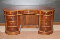 Lot 1012 - WALNUT CROSSBANDED KIDNEY SHAPED WRITING DESK...