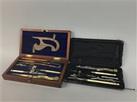 Lot 50 - A PORTRAIT MINIATURE, FOUNTAIN PENS AND TWO INSTRUMENT SETS