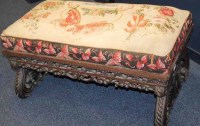 Lot 1014 - COMPOSED CARVED INDIAN STOOL WITH VICTORIAN...