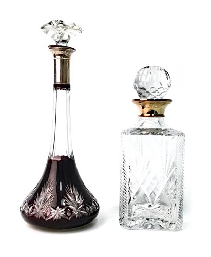 Lot 1283 - A LOT OF TWO CUT GLASS DECANTERS