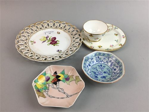 Lot 24 - AN ELIZABETH MARY WATT, HAND PAINTED CERAMIC DISH AND OTHER CERAMICS