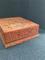 Lot 957 - A CHINESE CINNABAR LACQUERED BOX