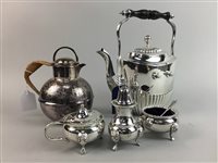 Lot 97 - A SILVER PLATED DUCK FORMED MONEY BANK AND OTHER PLATED ITEMS