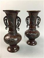 Lot 203 - A PAIR OF JAPANESE BRONZE VASES