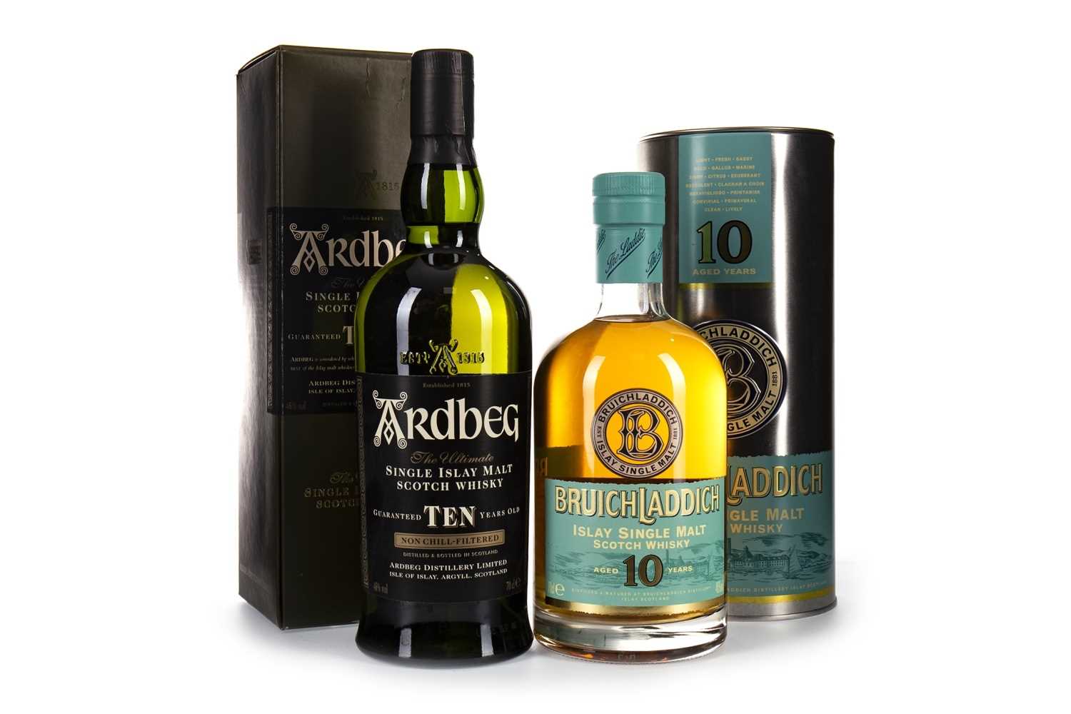 Lot 310 - ARDBEG 10 YEARS OLD AND BRUICHLADDICH 10 YEARS OLD