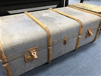 Lot 94 - TWO VINTAGE SUITCASES AND A BRASS COAL BOX