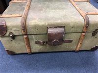 Lot 94 - TWO VINTAGE SUITCASES AND A BRASS COAL BOX