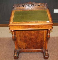 Lot 1039 - VICTORIAN WALNUT DAVENPORT WRITING DESK with...