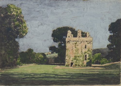Lot 422 - KNOCKDOLIAN CASTLE, A HAND COLOURED ETCHING BY GEORGE HOUSTON