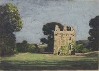 Lot 422 - KNOCKDOLIAN CASTLE, A HAND COLOURED ETCHING BY GEORGE HOUSTON