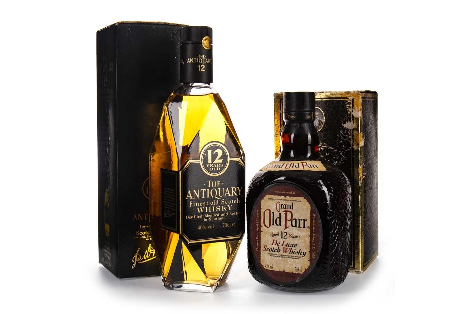 Lot 408 - ANTIQUARY 12 YEARS OLD & GRAND OLD PARR 12 YEARS OLD