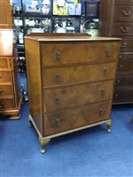 Lot 332 - A WALNUT CHEST OF DRAWERS