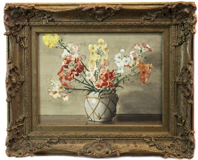 Lot 427 - FLOWERS IN A GINGER JAR, A WATERCOLOUR BY KATE WYLIE