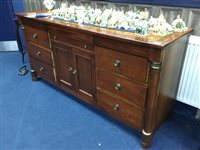 Lot 209 - A STAINED WOOD SIDEBOARD