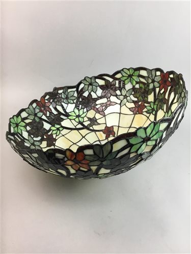 Lot 190 - A LARGE FLORAL TIFFANY STYLE SHADE