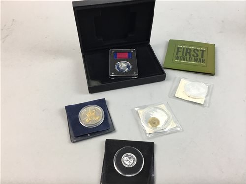 Lot 325 - A REPRODUCTION SILVER WATERLOO CAMPAIGN MEDAL AND COINS