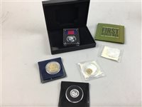 Lot 325 - A REPRODUCTION SILVER WATERLOO CAMPAIGN MEDAL AND COINS