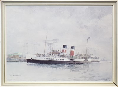 Lot 609 - THE WAVERLEY PASSING BROWN'S SHIPYARD, A PRINT BY IAN ORCHARDSON