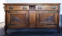 Lot 1070 - MAHOGANY SIDEBOARD OF ARTS & CRAFTS DESIGN...