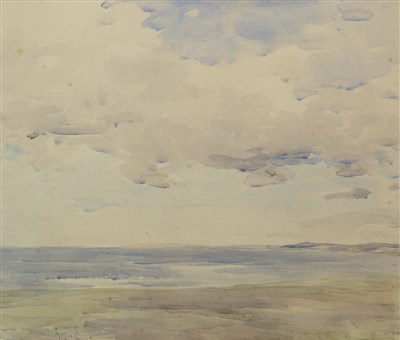 Lot 475 - BEACH LANDSCAPE I, A WATERCOLOUR BY HARRY MACGREGOR