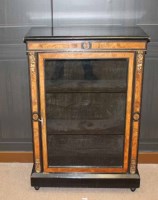 Lot 1074 - VICTORIAN WALNUT AND EBONISED SIDE CABINET...