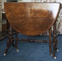 Lot 1092 - VICTORIAN WALNUT OVAL SUTHERLAND TEA TABLE on...