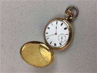 Lot 297 - A GOLD PLATED FULL HUNTER POCKET WATCH