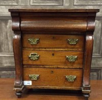 Lot 1098 - VICTORIAN MAHOGANY MINIATURE COLUMN CHEST with...