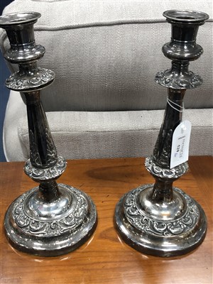 Lot 520 - A PAIR OF VICTORIAN CANDLESTICKS