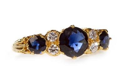 Lot 158 - A BLUE GEM AND DIAMOND RING