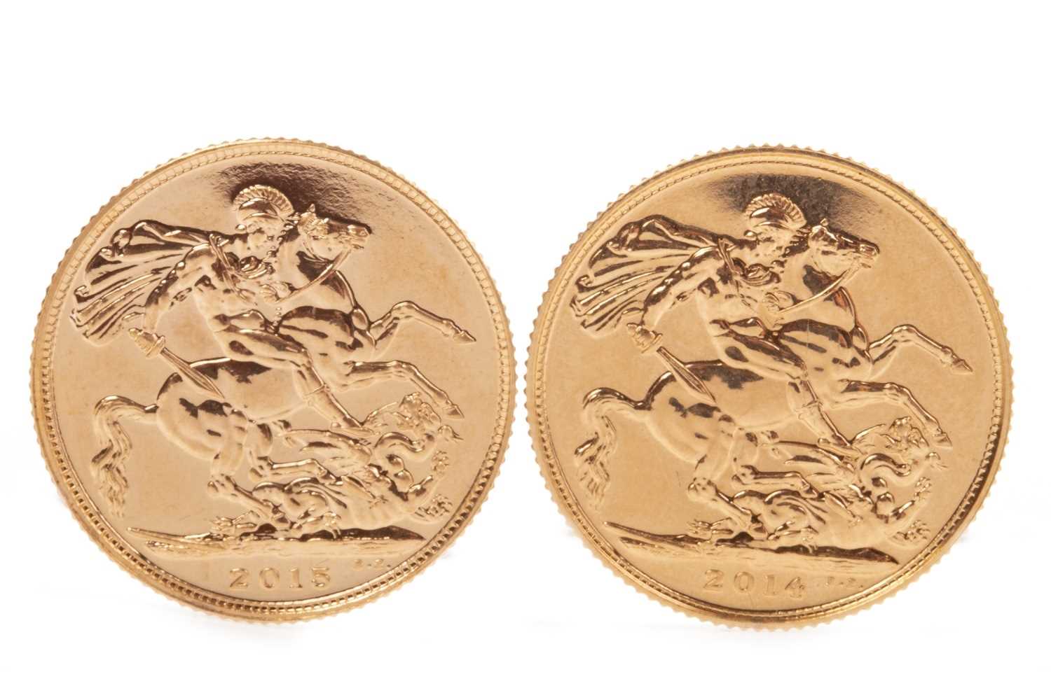 Lot 533 - TWO GOLD SOVEREIGNS, 2014 AND 2015