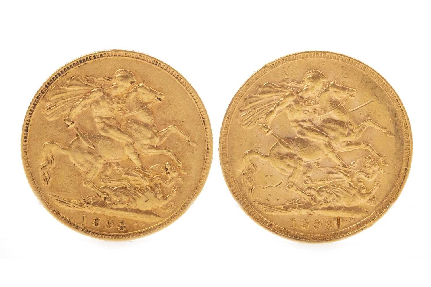 Lot 539 - TWO GOLD SOVEREIGNS, 1893 AND 1899