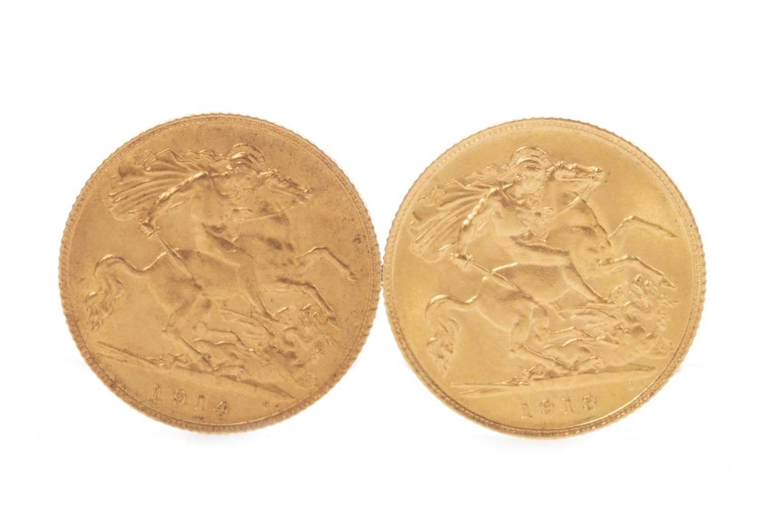 Lot 565 - TWO GOLD HALF SOVEREIGNS, 1913 AND 1914