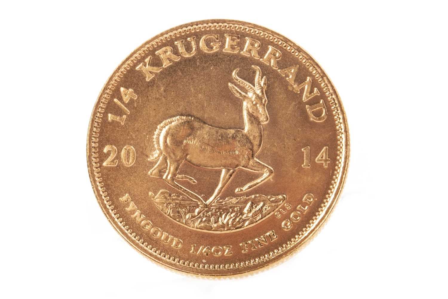 Lot 573 - A GOLD QUARTER KRUGERRAND COIN, 2014
