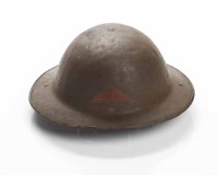 Lot 1131 - WWI BRODIE STEEL HELMET with decals and black...