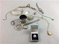 Lot 21 - A SCOTTISH SILVER CIRCULAR BROOCH AND OTHER COSTUME JEWELLERY