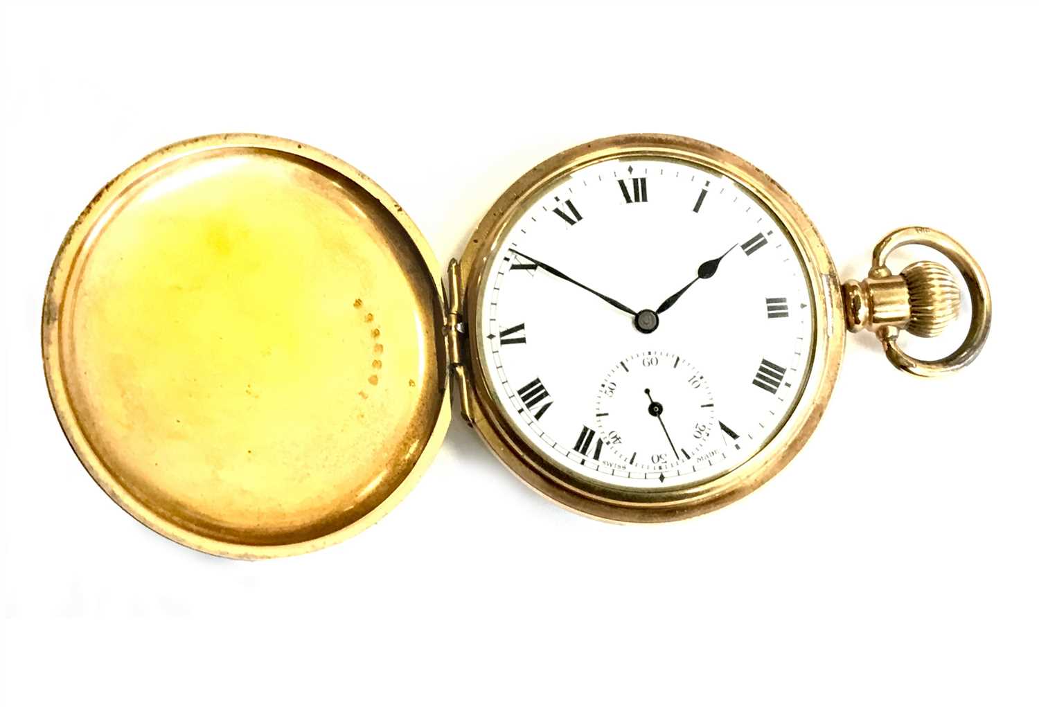 Lot 831 - A GOLD PLATED FULL HUNTER POCKET WATCH