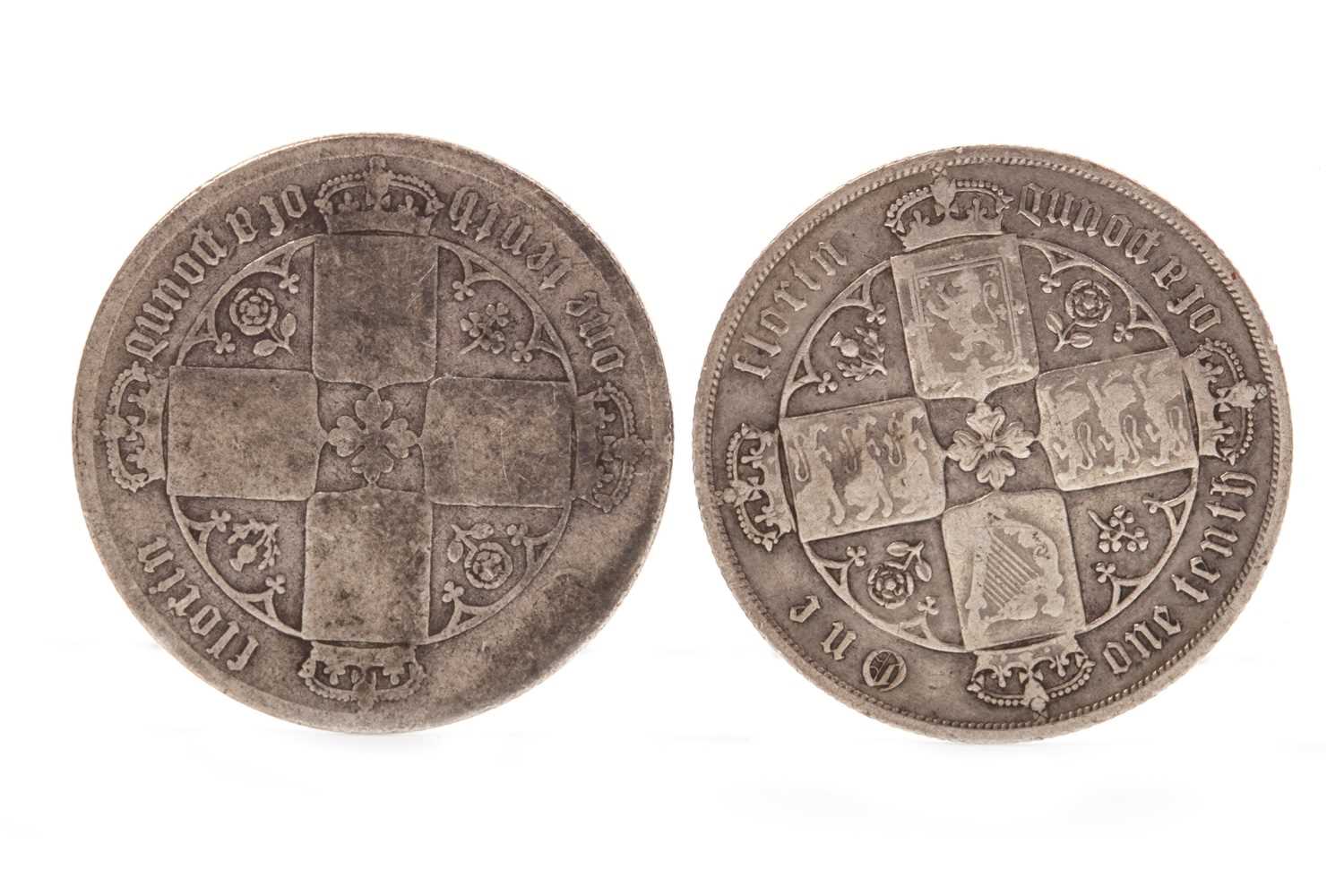 Lot 578 - TWO QUEEN VICTORIA GOTHIC ONE FLORIN COINS