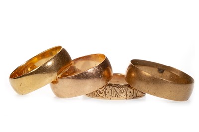 Lot 145 - FOUR GOLD WEDDING BANDS